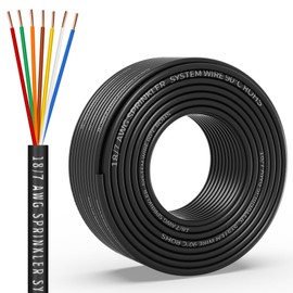 18/7 Solid Sprinkler System Wire 50ft, 18 Gauge Irrigation Wires PVC Jacket Sprinkler Cable for Underground Irrigation Valves Field Central Control System