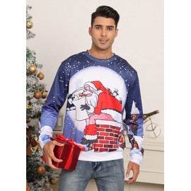 Fanient Unisex Ugly Christmas Jumper, 3D Print, Long-Sleeved Crew-Neck Shirt