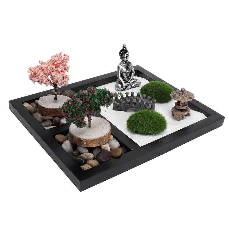 Zen Garden Sand Table Buddha Statue Sandbox Japanese Style Desktop