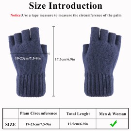 Beurlike Fingerless Gloves Half Finger Gloves for Men and Women Winter Warm Knitted Gloves Working Typing Running Biking Driving(Navy)