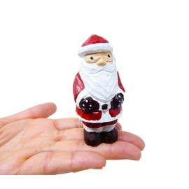 Selsela Handmade Wooden Santa Clause Figurine, 3" Small Christmas Decor Tabletop Carved Statue Sculpture