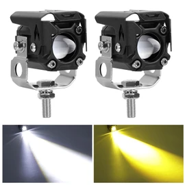 KAWELL 40W Motorcycle Fog Light, Work Light, LED Mini Rectangular Spotlight, Motorcycle Auxiliary Light, Switch Between 2 Colors, Color Temperature: 3000K-6000K; Yellow (3000K) + White (6000K) Low