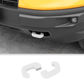 JWWY Front Bumper Tow Hook Cover Tow Trailer Hitch Receiver Cover Towing Hitch Rubber Sleeve Protector Cover Trim Fit for 2021-2024+ Ford Bronco Sport Exterior Accessories White 2PCS
