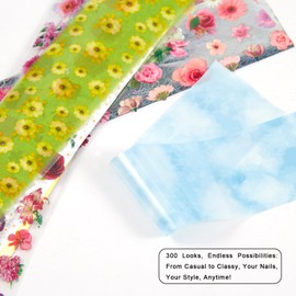 WOKOTO 300 Sheets Nail Foil Art Kit, Nail Foils Transfer Nail Art Stickers For Nails, Marble Flower Butterfly Leopard Stickers Gels Nail Polish Foil Transfer sheets Set Manicure Nails Art DIY