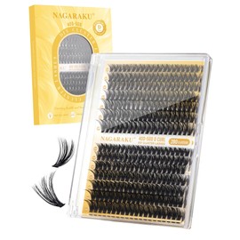 NAGARAKU Einzelne Wimpern Cluster 40D 50D Mega Volumen DIY Set 280 Cluster Dicke Flauschige Wimperncluster Dünnes Band Wispy Wimpernbüschel für Anfänger Mattschwarz 14 Rows (0,07mm D 9–15mm Mix)