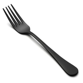 Black Dinner Forks Set of 12, LIANYU Stainless Steel Silverware Flatware Forks 8 Inches, Cutlery Table Forks, Mirror Finish, Dishwasher Safe