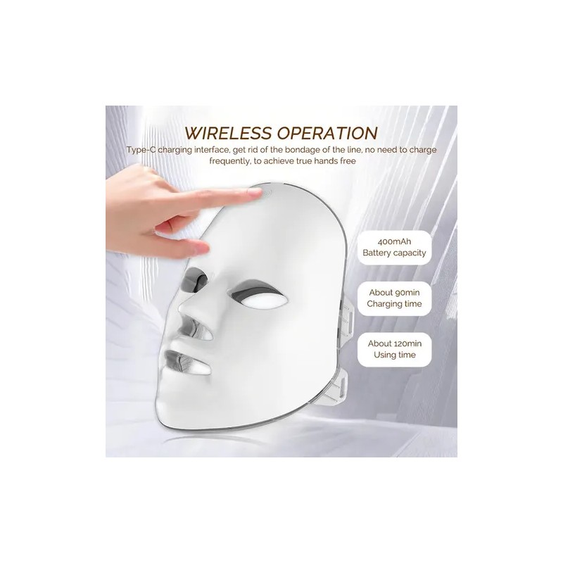 Máscara Belleza Led Facial Terapia 7 Colores Cara Rejuvenece