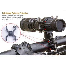 LIGHTFE Bicycle Light Mount, Bike Light Mount Bracket Use of Aluminum Alloy Material, Adjustable Big Fork Special for Big Size Hight Lumens Light, 360o Rotation Clips Holder and Battery Nuts