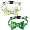 HKYLRAT 2 Pack St. Patrick Day Cat Collar with Bow