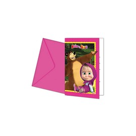 Procos 86562 Invitation Cards with Envelope Masha and Bear Pack of 6