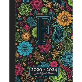 Five Year Planner: Monogram F Voodoo Style Binding I Your Initials Motivational Bullet Planner I 5 Years Appointments, Family Events, Log Book Business I Agenda & Schedule Journal I Christmas Gift