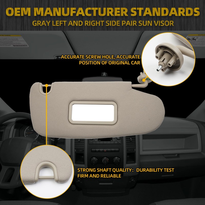 Dasbecan Gray Pair Car Sun Visor Compatible with Dodge Ram
