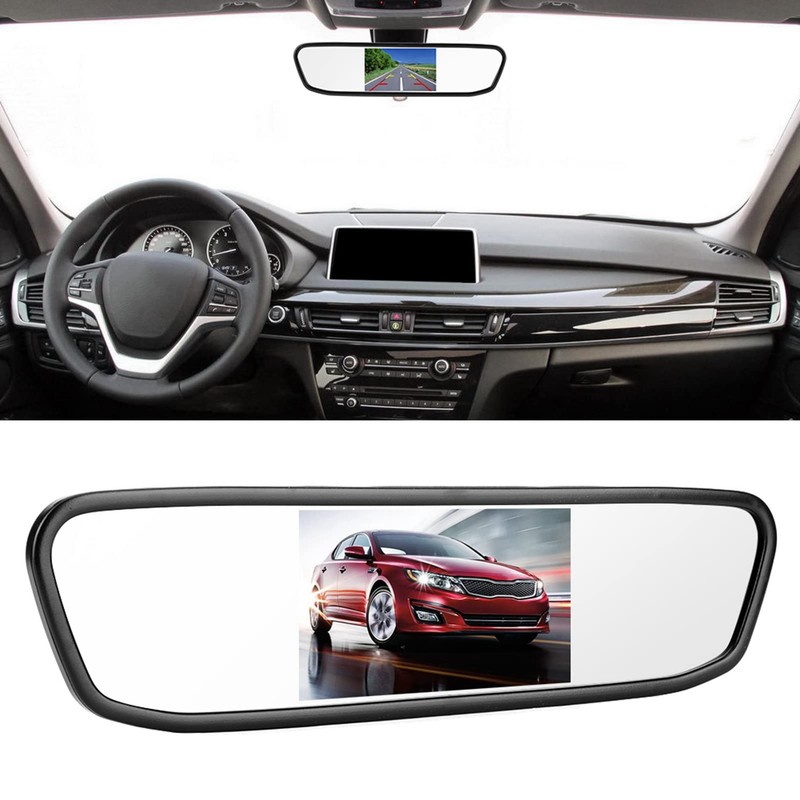Rearview Mirror Backup Camera,4.3in Car HD Rearview Mirror Monitor 8LED