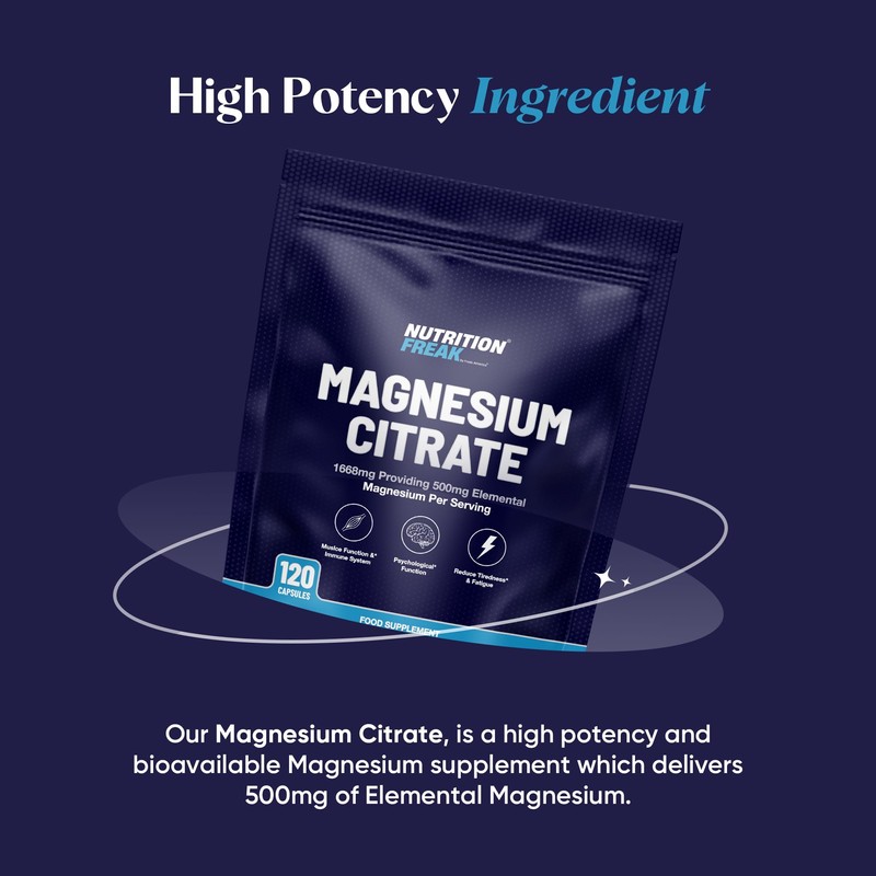 Nutrition Freak Magnesium Citrate - 500 mg Elemental Magnesium |