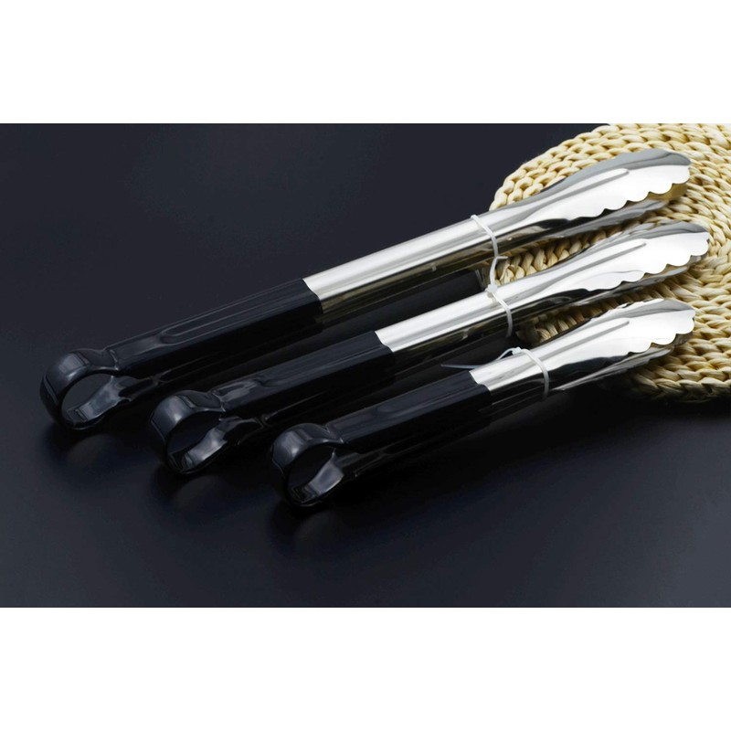 HINMAY 3 Pack Kitchen Tongs with Comfort-Grip Handle Heavy Duty