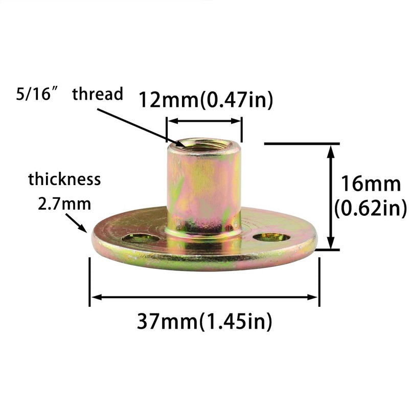 DGHAOP 4pcs Furniture Mounting Plate 5/16 Three-Hole Cylindrical Iron Plate