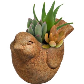 Classic Home and Garden Cement Buddies Indoor Outdoor Bird Planter, Rust, Small, 6"