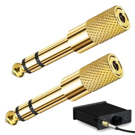 Trifletopia 2PCS headphone jack adapter - 3.5mm to 6.35mm audio jack gold plated - suitable for speakers, electric pianos, headphone adapter (Gold)