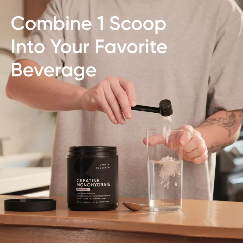 Sports Research Creatine Monohydrate 5g Micronized Creatine 10.58oz - 60