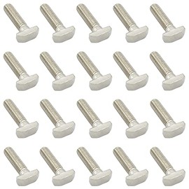 20 PCS M8 Thread T-Slot Drop-in Stud Sliding Screw Bolt, TTZEZE Heavy Duty Silver Tone Carbon Steel Nickel Plated Hammer Head Bolt T Shape Screws for European Standard 40 Series Aluminum Profile