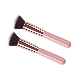Mikinona 2sets Ergonomic Makeup Brush for Women Flat Foundation Brush for Cream Liquid Foundation Blush Concealer Soft Pink 2pcs*2