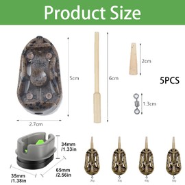 YSBCNK 5 Piece Method Feeders Fishing Carp, Quick Release Feeder Set with Bait Mold, 20g 30g 40g 50g Weights, Durable Plastic Design for Freshwater and Saltwater Fishing