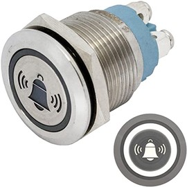Lumonic Stainless Steel Push Button Flat 19 mm Diameter I with a Bell LED in Cold White Dimensions: Screw Connection 250 V 3 A I Vandal Proof According to I