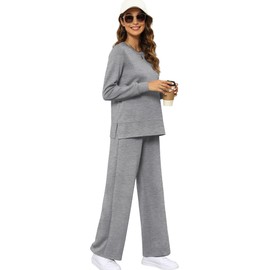 XIEERDUO Plus Size Sweatsuits for Women 2 Piece Long Sleeve Lounge Sets Two Piece Airport Outfits Women's Tracksuit Basic Comfy Grey 3XL