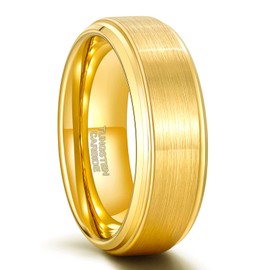 SHINYSO 6mm Gold Tungsten Carbide Ring Brushed Wedding Band for Men Women Comfort Fit Size 6