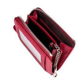 Shoebill Pass Case, Commuter Purse, Coin Purse, Men's, Women's, Coin Case, Leather, Genuine Leather, Key Chain, red (bordeaux)