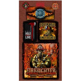 SYKEL ENTERPRISES Firefighter Cotton Panel-Fire Fighter Hold The Line 100% Cotton Quilting Panel by SYKEL