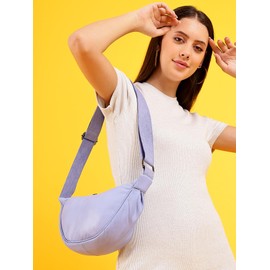 Tortoise Half Moon Sling - 100% Genuine Leather | Everyday Travel Sling Bag for Womens/Girls | Light Blue