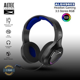 Altec Lansing ALGH9603/led wired gaming headset, (BLACK w/LED), NEW