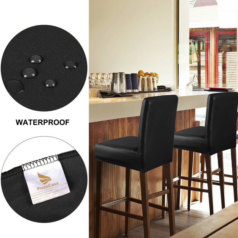 PiccoCasa Pack of 2 Bar Stool Covers, Waterproof Dining Chair