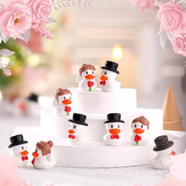 Soulchen 50 Pcs Wedding Resin Duck Mini Bride Groom Duckies Marriage Resin Figurines Bulk Small Animal Figurines Fairy Moss Landscape DIY for Wedding Ceremony Bridal Gift Souvenir