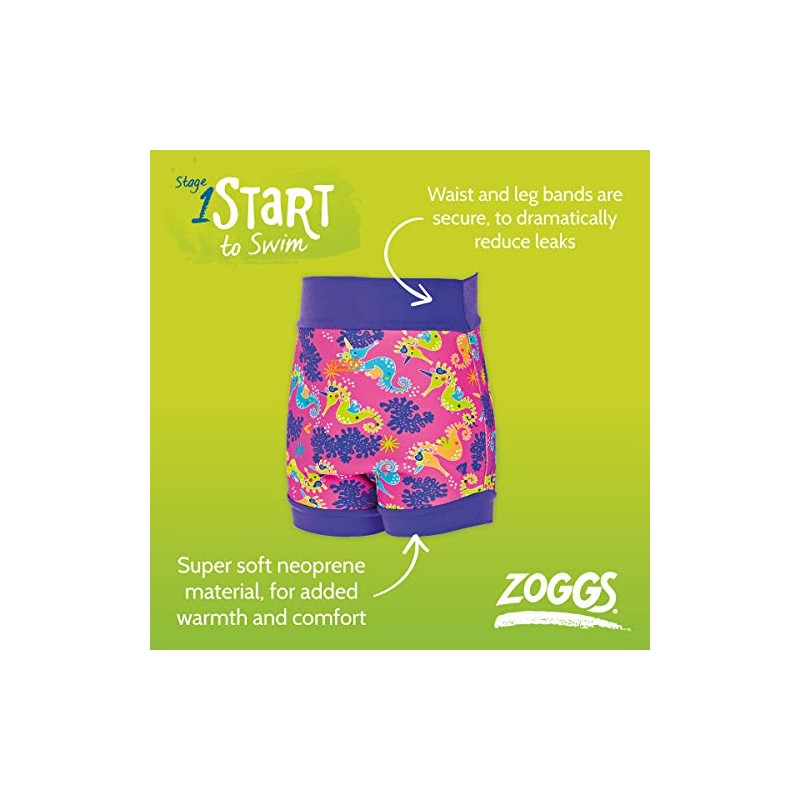 Zoggs Reusable Neoprene Baby Swim Nappy (Pink/Purple) 3-6 Months 4-7kg