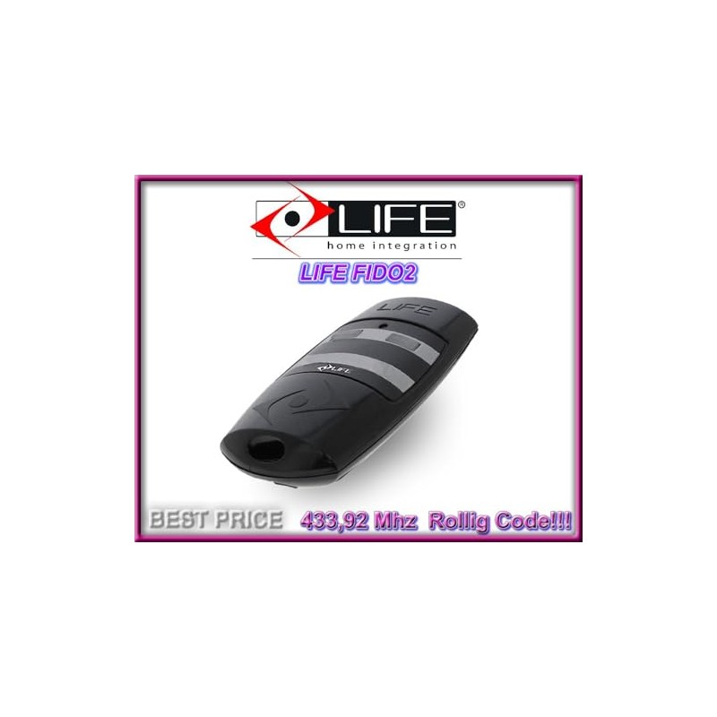 Life FIDO2 2-Channel Handheld Transmitter 433.92 MHz Rolling Code Remote