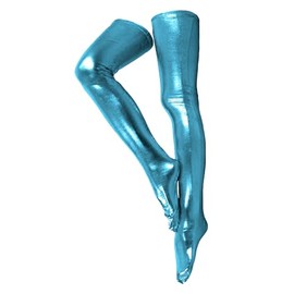 Gaoin Men's and Women's 28/38 Inch Shiny Metallic Spandex Skintight Costumes Stocking (28'' (70cm), Sky Blue)