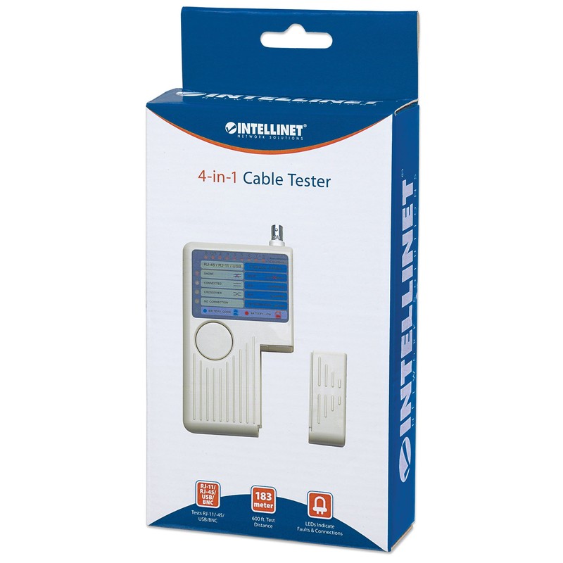 INTELLINET 4-in-1 Cable Tester, with Lifetime Warranty