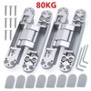 2-Piece 3D Adjustable Hidden Door Hinges, Concealed Cross Hinges for
