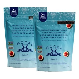 Monke - Alulosa 2X Endulzante Natural Keto - Sustituto de Azúcar sin Calorías, 0 Índice Glucémico, Sin Gluten, Endulza el Doble - Producto certificado NON GMO - 2 Pack 300 g c/u