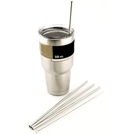 4 LONG Stainless Steel Straws fits 30 oz Yeti Tumbler Rambler Cups - CocoStraw Brand Drinking Straw