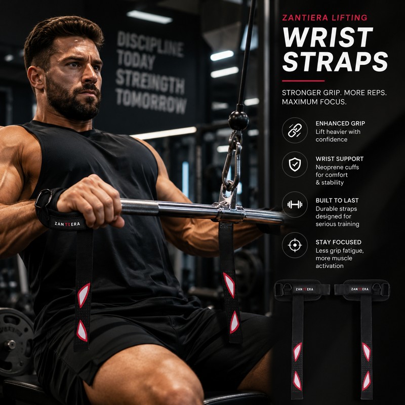 3-in-1 Weightlifting Straps for Grip Support – Padded Wrist, Ankle
