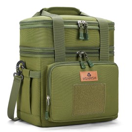 HSHRISH Lunch Box for Men, Large Expandable Tactical Lunch Bag, Durable Leakproof Cooler Bag with Molle Webbing, Lunch Box for Men Work Picnic Trip Camping, 24 Can/16 L, Army Green