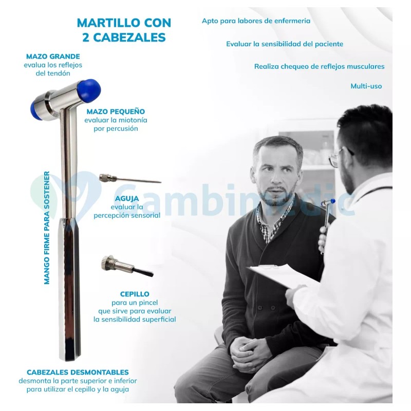 Gambimedic Martillo Buck Para Reflejos Neurologico Gambimedic Color 5pz