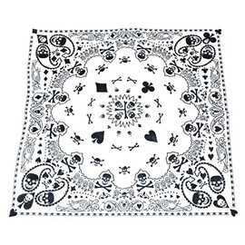 Topkids Accessories Black Bandanas Headband Skull Pirate Hair Scarf Men Women Motorbike Mask Gothic Alternative Clothing Crossbones Motorcycle Cotton Headscarf (Skulls & Playing Cards White & Black)
