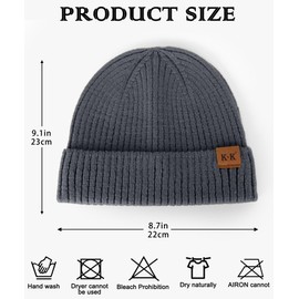 KQueenStar Fisherman Beanie Mens - Winter Knit Beanie Hats Trawler Beanie Tuque Bonnet Cuff Skull Caps for Men