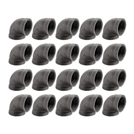 1" Pipe Fitting Elbow - Home Expert 20 Pack Industrial Pipe Fittings Iron Pipe Elbow for Steampunk Vintage Shelf Bracket DIY Plumbing