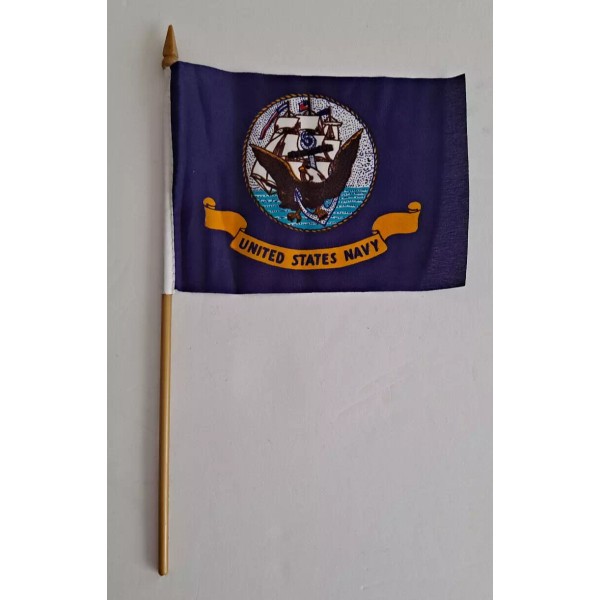 Trade Winds U.S. Navy Flag 4"x6" Desk Table Gold Staff