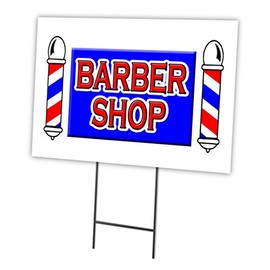 Barber Shop 18"x24" Yard Sign & Stake | Advertise Your Business | Stake Included Image On Front Only | Made in The USA